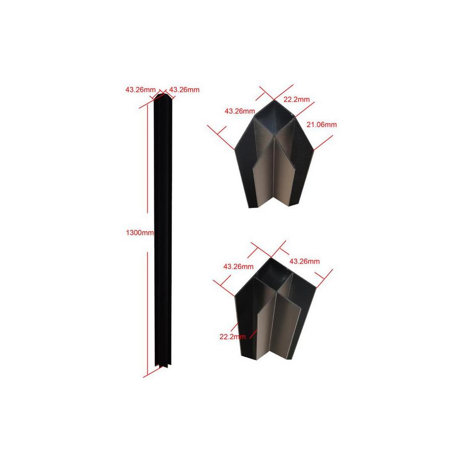 Vente-unique  Glaswand Ecklösung - 180 x 120 x 130 cm - thermolackiertes Aluminium - Schwarz - BAYVIEW 