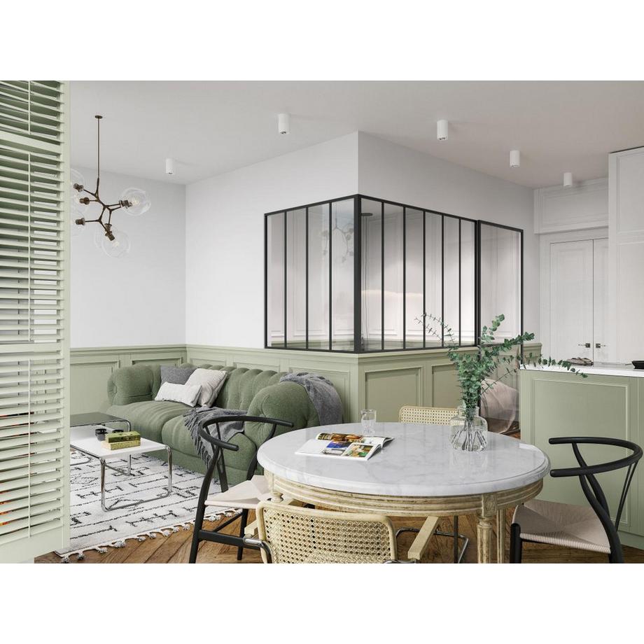 Vente-unique  Glaswand Ecklösung - 180 x 120 x 130 cm - thermolackiertes Aluminium - Schwarz - BAYVIEW 