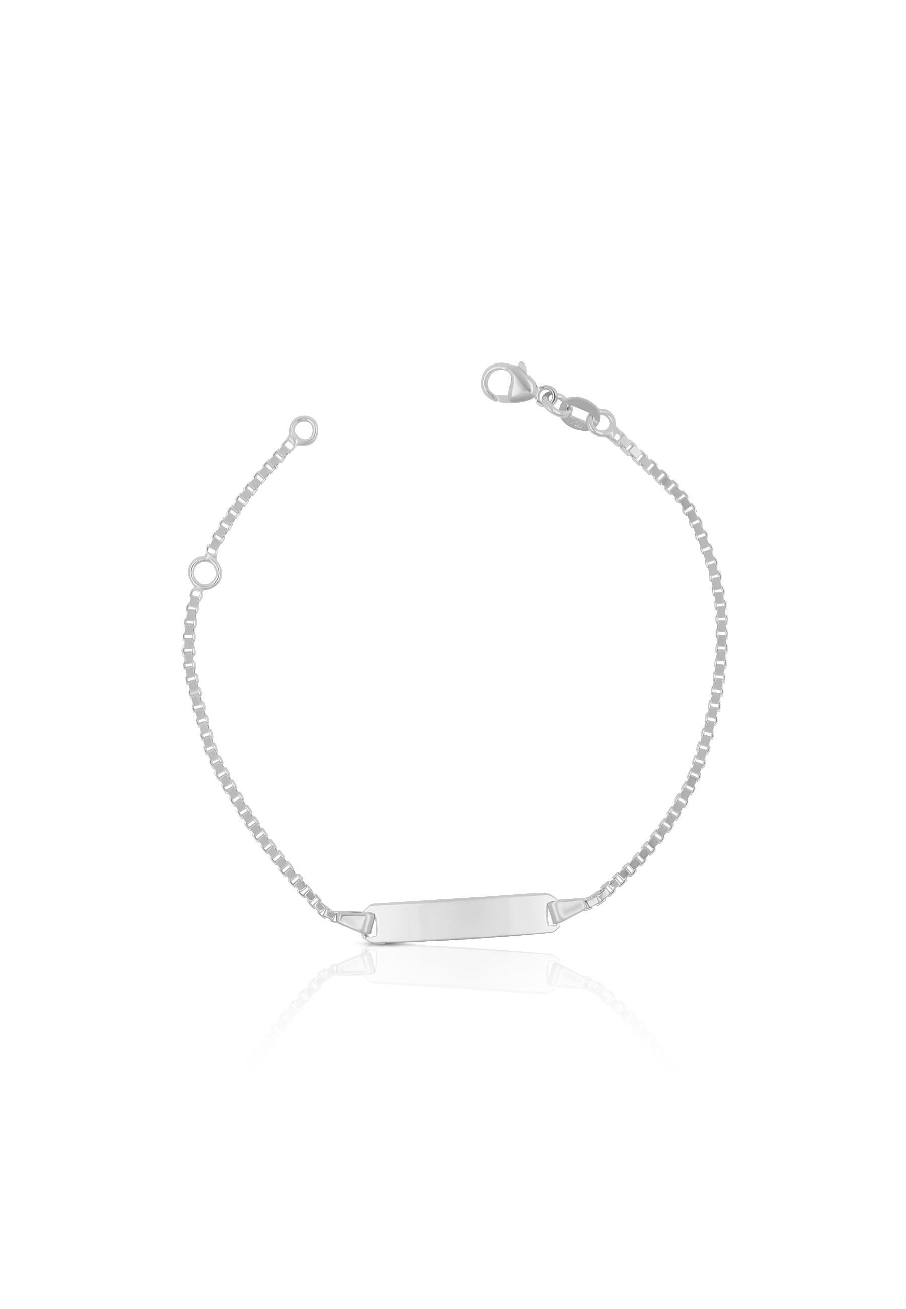 MUAU Schmuck  Bébé Bracelet Venezianer Weissgold 375, 18cm Gravurplatte 1.4cm 