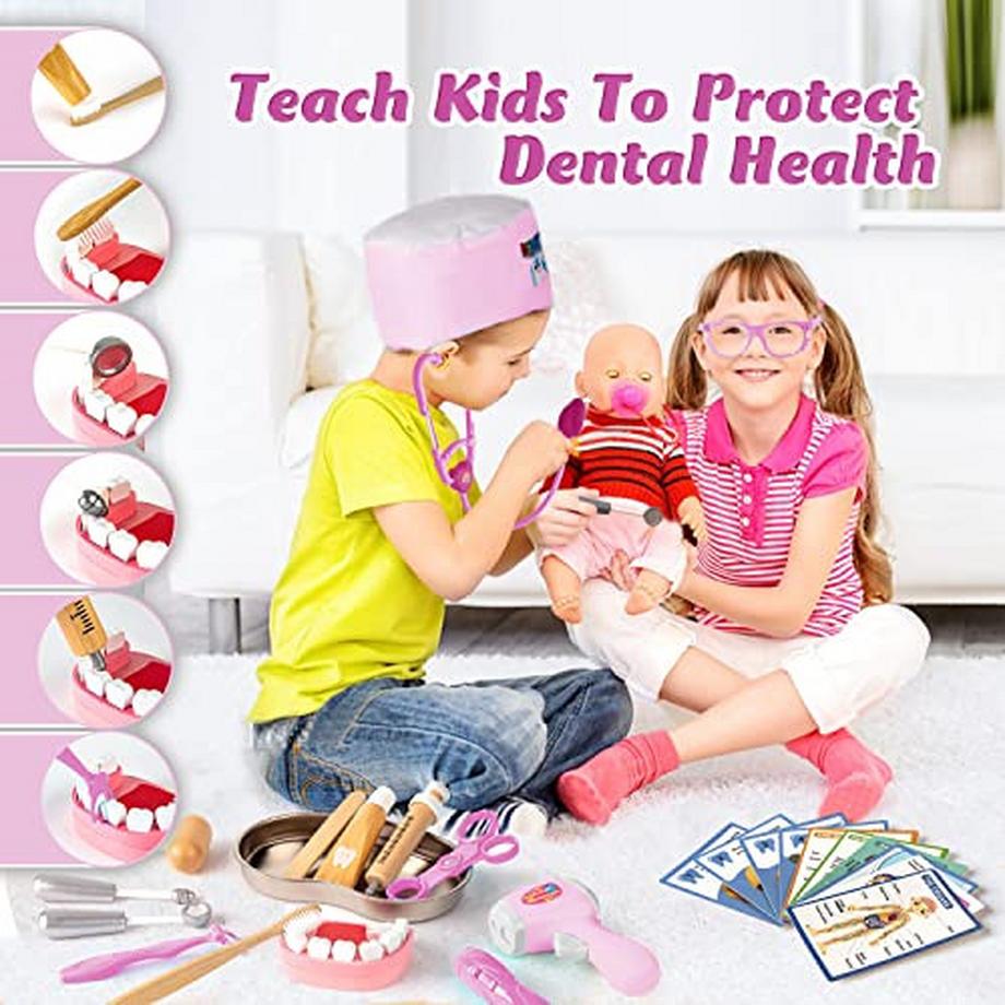 Activity-board  Arztkoffer für Kinder, Arztkoffer Kinder Holz Arztkoffer Spielzeug mit Stethoskop Kinder 