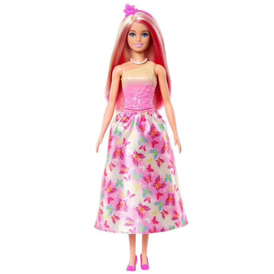 Barbie  Dreamtopia Royal-Puppe mit fantasievollen Haaren in Blond und Pink, bunten Accessoires 