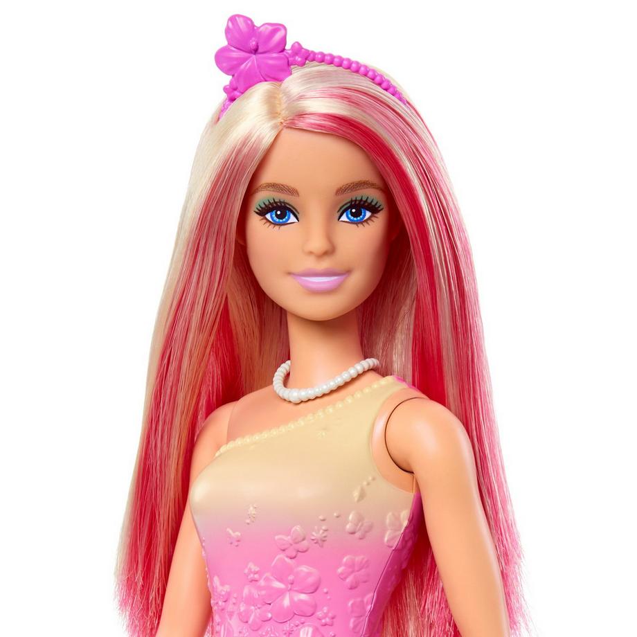 Barbie  Dreamtopia Royal-Puppe mit fantasievollen Haaren in Blond und Pink, bunten Accessoires 