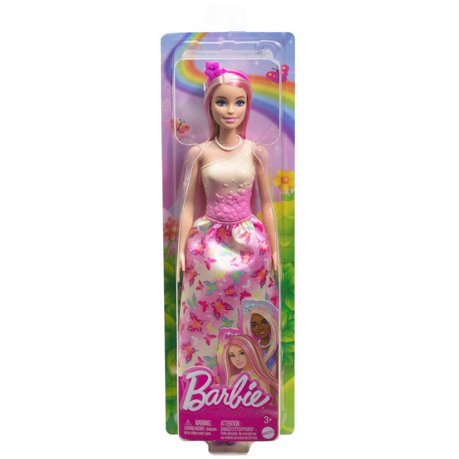 Barbie  Dreamtopia Royal-Puppe mit fantasievollen Haaren in Blond und Pink, bunten Accessoires 