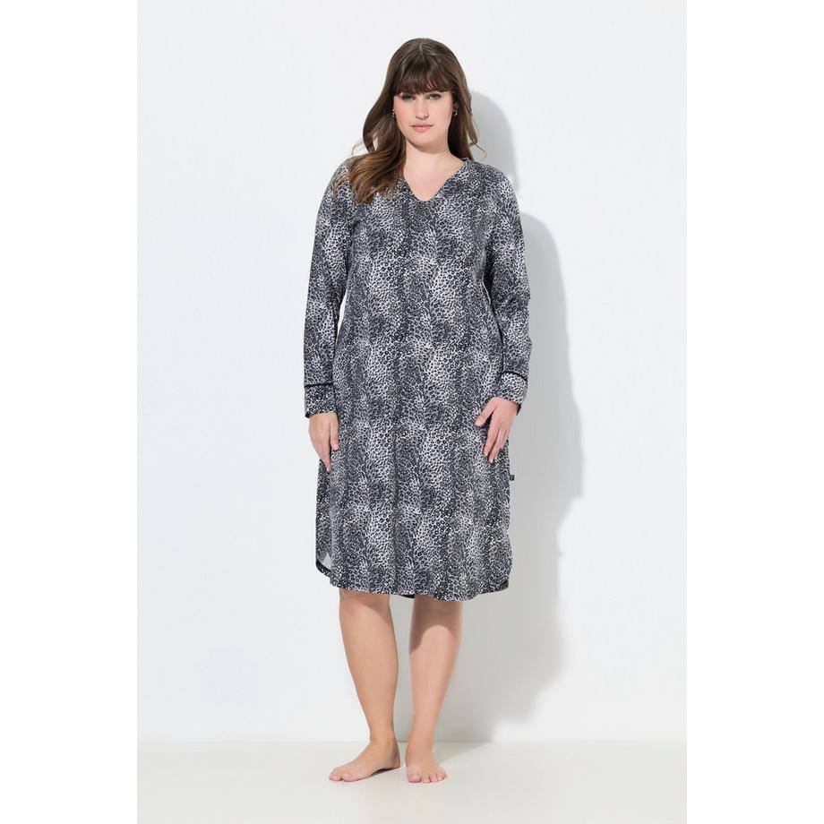 Ulla Popken Lot de 2 T-shirts de nuit Col Tunisien Manches Longues  