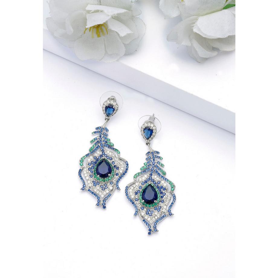 AVANT-GARDE PARIS  Dunkelblaue Pfauenfeder-Ohrringe 