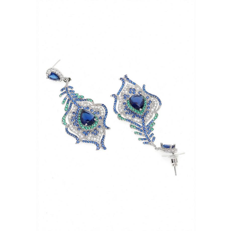 AVANT-GARDE PARIS  Dunkelblaue Pfauenfeder-Ohrringe 