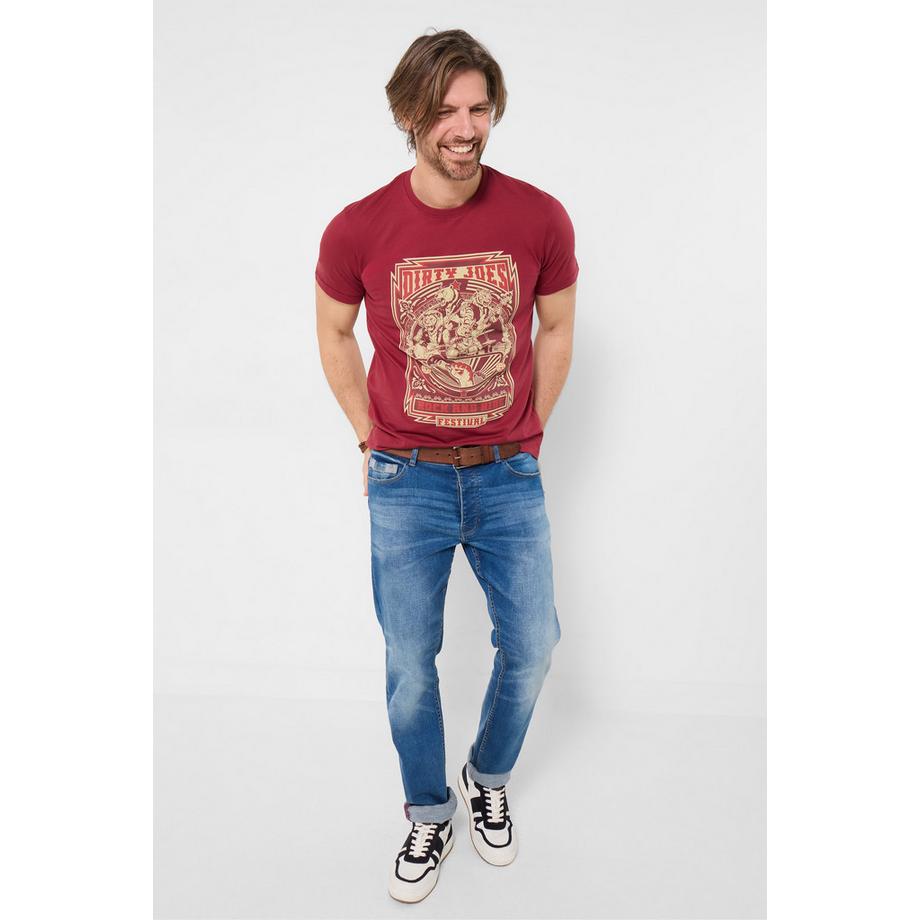 Graphic-T-Shirt mit Tierband-Poster-Print