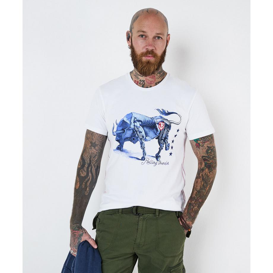 Joe Browns T-Shirt Grafica Toro Disegnato a Mano  