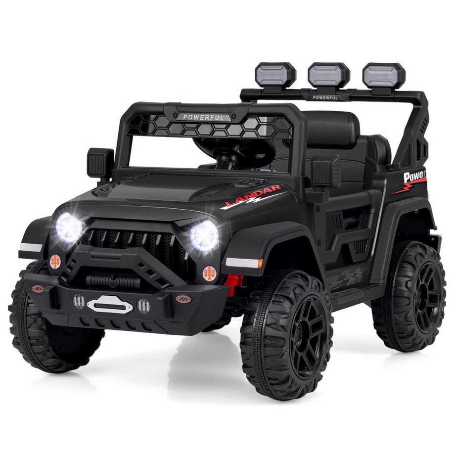 Northix  Kinder Elektroauto mit 2,4G Fernbedienung & USB & Licht & Musik 12V Kinderauto Jeep Auto Schwarz 