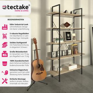 Tectake Etagère bibliothèque GLASGOW style industriel 106 x 34,5 x 179,5 cm  