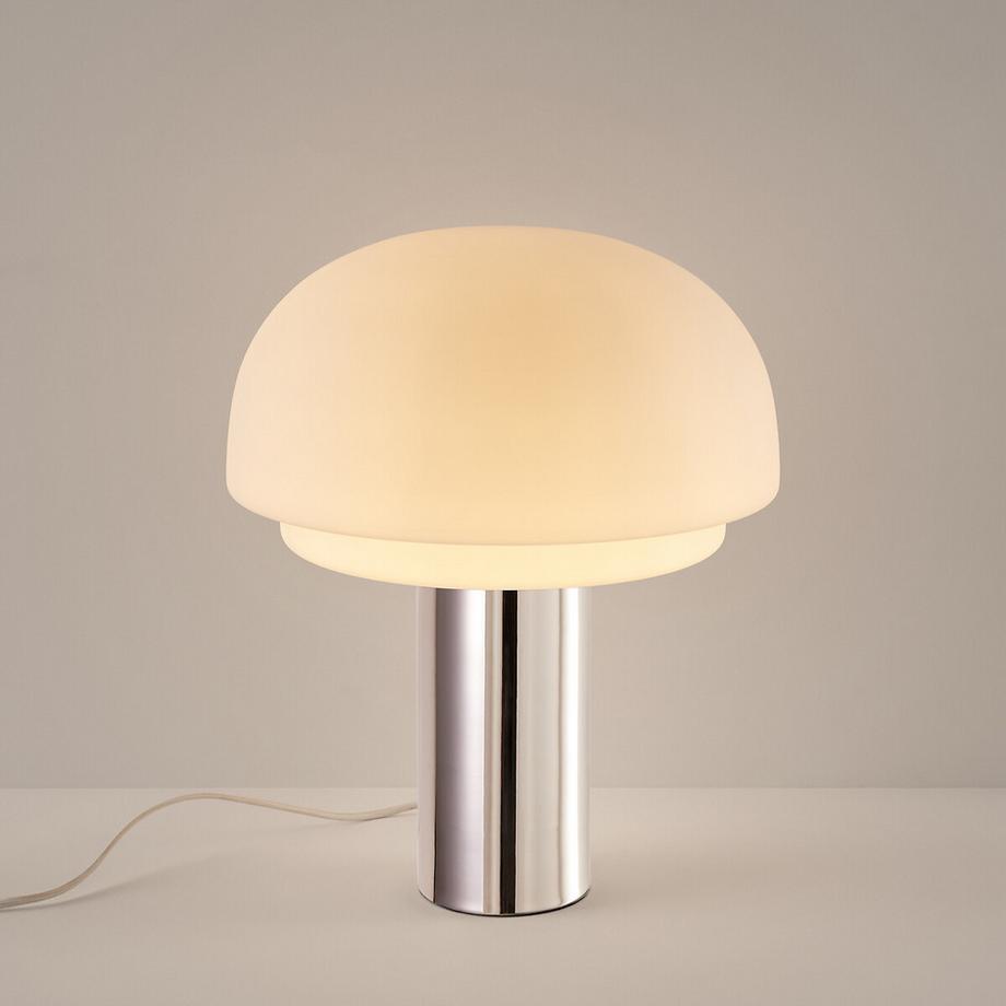 La Redoute Intérieurs Lampe en verre opalin et métal fer chromé  