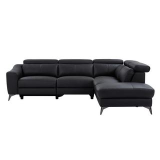 Vente-unique Ecksofa mit elektrischer Relaxfunktion - Ecke rechts - Leder - Schwarz - FORLO  