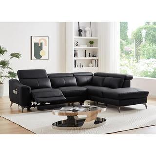 Vente-unique Ecksofa mit elektrischer Relaxfunktion - Ecke rechts - Leder - Schwarz - FORLO  