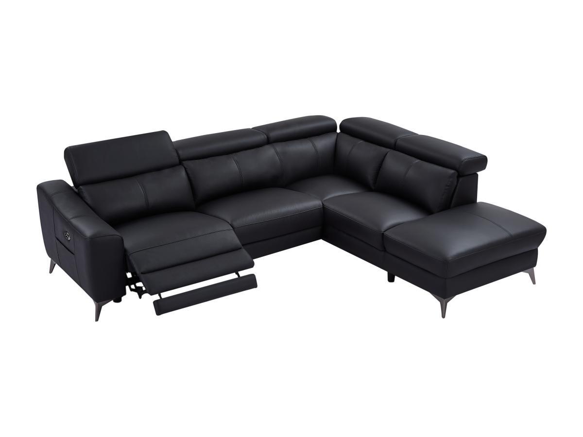 Vente-unique Ecksofa mit elektrischer Relaxfunktion - Ecke rechts - Leder - Schwarz - FORLO  