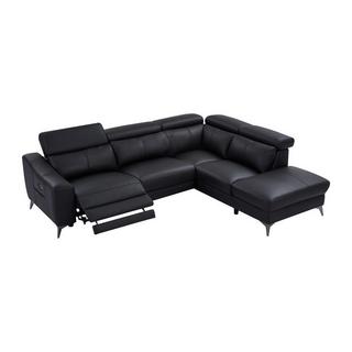 Vente-unique Ecksofa mit elektrischer Relaxfunktion - Ecke rechts - Leder - Schwarz - FORLO  