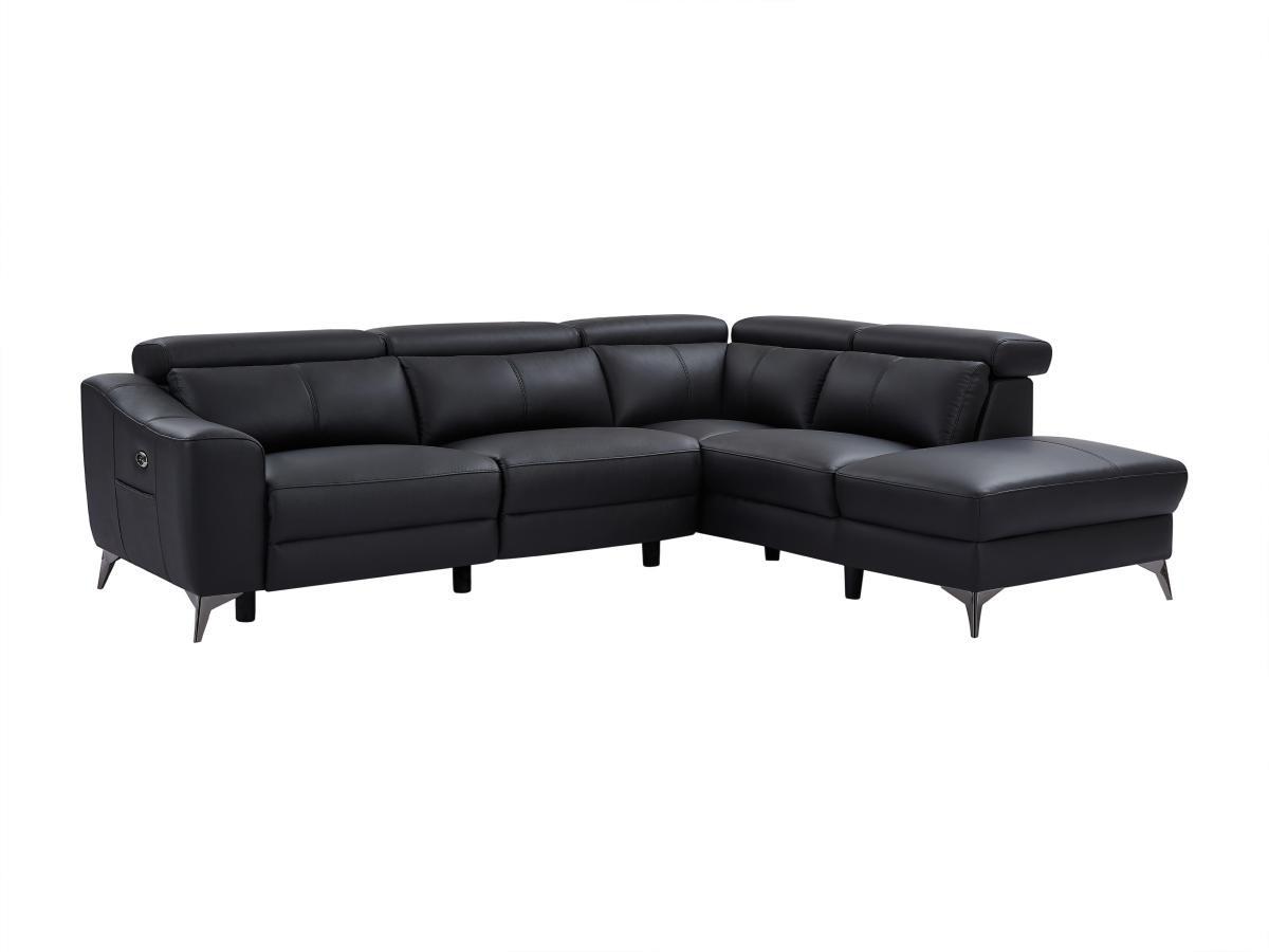 Vente-unique Ecksofa mit elektrischer Relaxfunktion - Ecke rechts - Leder - Schwarz - FORLO  