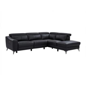 Ecksofa mit elektrischer Relaxfunktion - Ecke rechts - Leder - Schwarz - FORLO