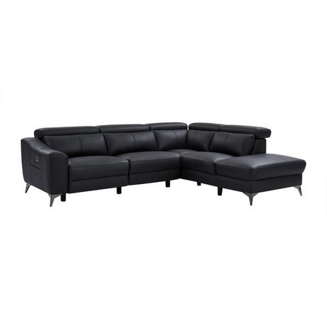 Vente-unique Ecksofa mit elektrischer Relaxfunktion - Ecke rechts - Leder - Schwarz - FORLO  