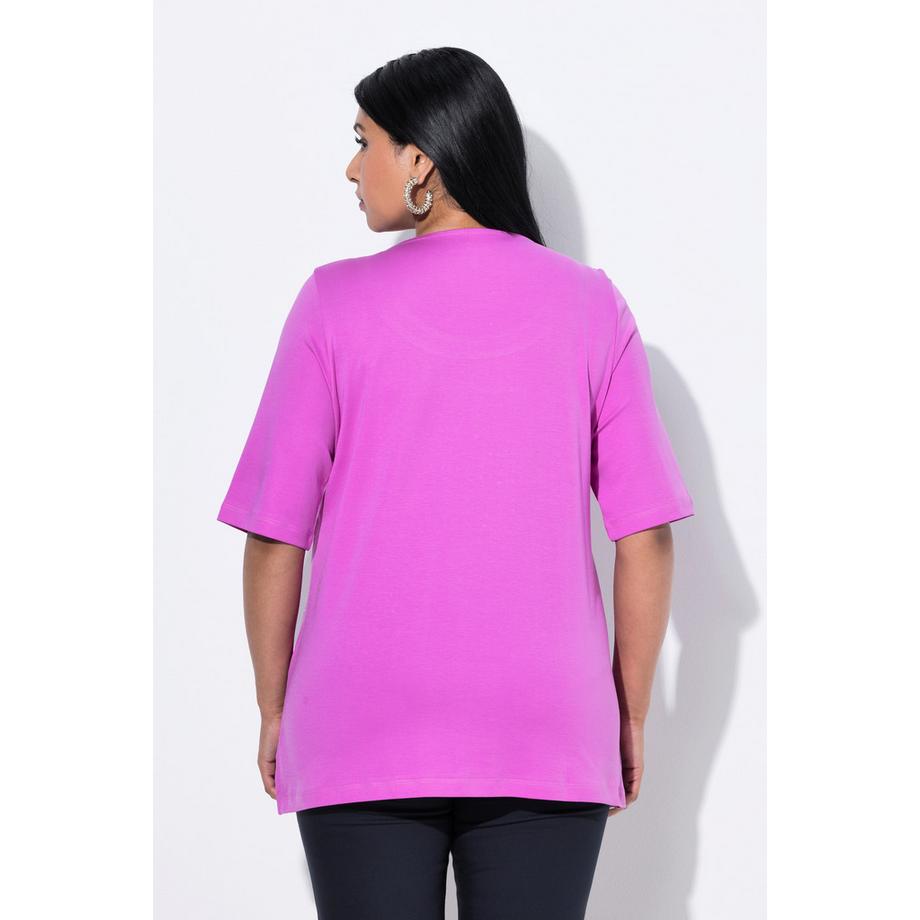 Ulla Popken T-shirt Cotone Pima Linea ad A Scollo Rotondo Mezza Manica  
