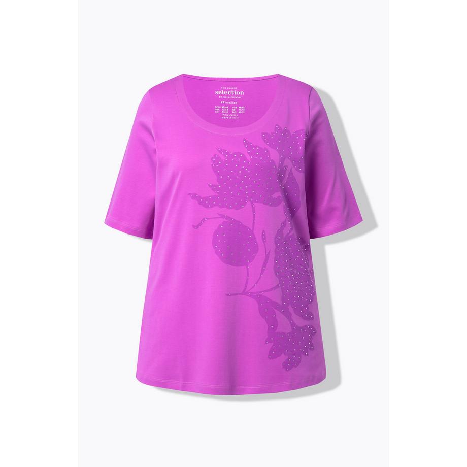 Ulla Popken T-shirt Cotone Pima Linea ad A Scollo Rotondo Mezza Manica  