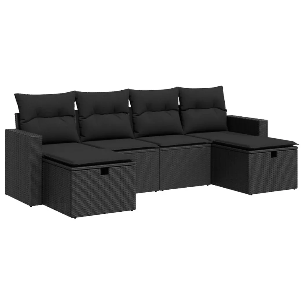 VidaXL - Gartensofa set poly-rattan, One Size, Schwarz