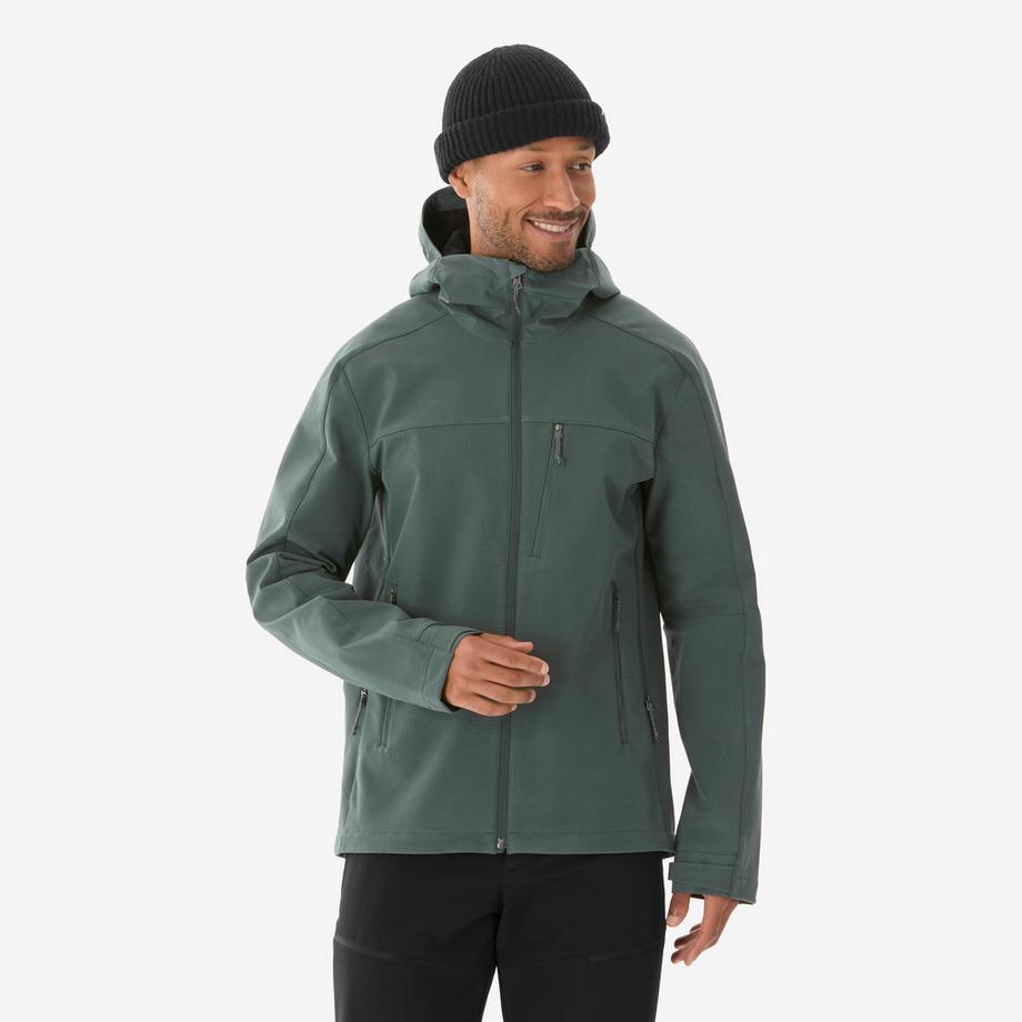 Veste de trek coupe-vent softshell homme MT500 vert fumé