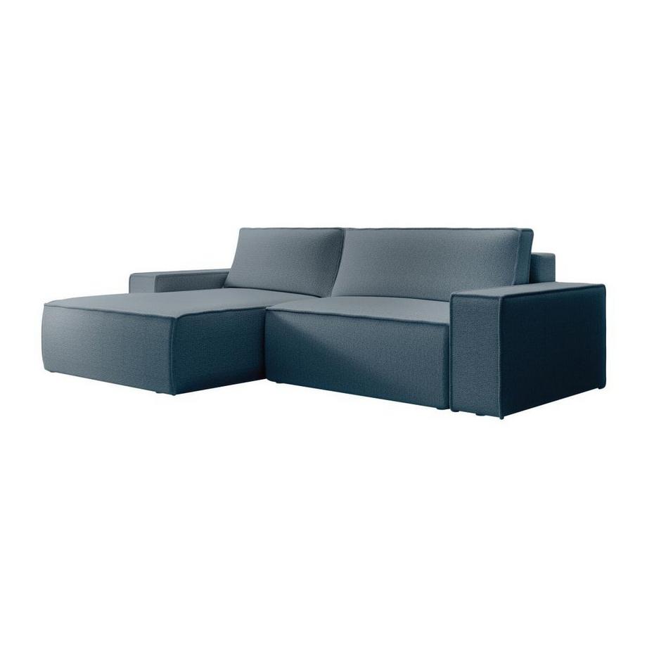 Vente-unique Ecksofa mit Schlaffunktion - Ecke links - Strukturstoff - Blau - AMELIA  