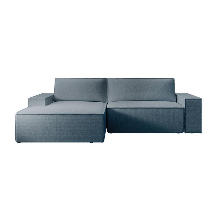 Vente-unique Ecksofa mit Schlaffunktion - Ecke links - Strukturstoff - Blau - AMELIA  