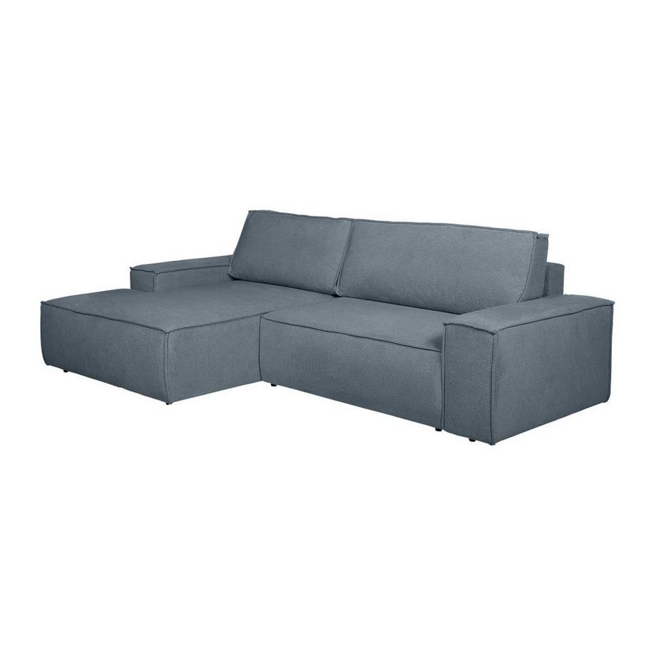 Vente-unique Ecksofa mit Schlaffunktion - Ecke links - Strukturstoff - Blau - AMELIA  