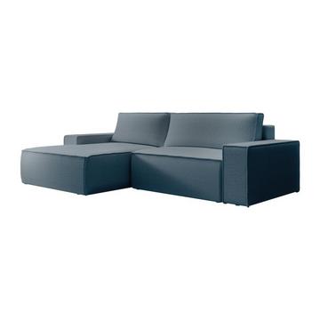 Ecksofa mit Schlaffunktion - Ecke links - Strukturstoff - Blau - AMELIA