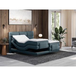 Vente-unique Set boxspring testata trapuntata+Rete relax elettr.+Mater.+Topper 2x90x200 Tess. Blu - LODI di PALACIO  