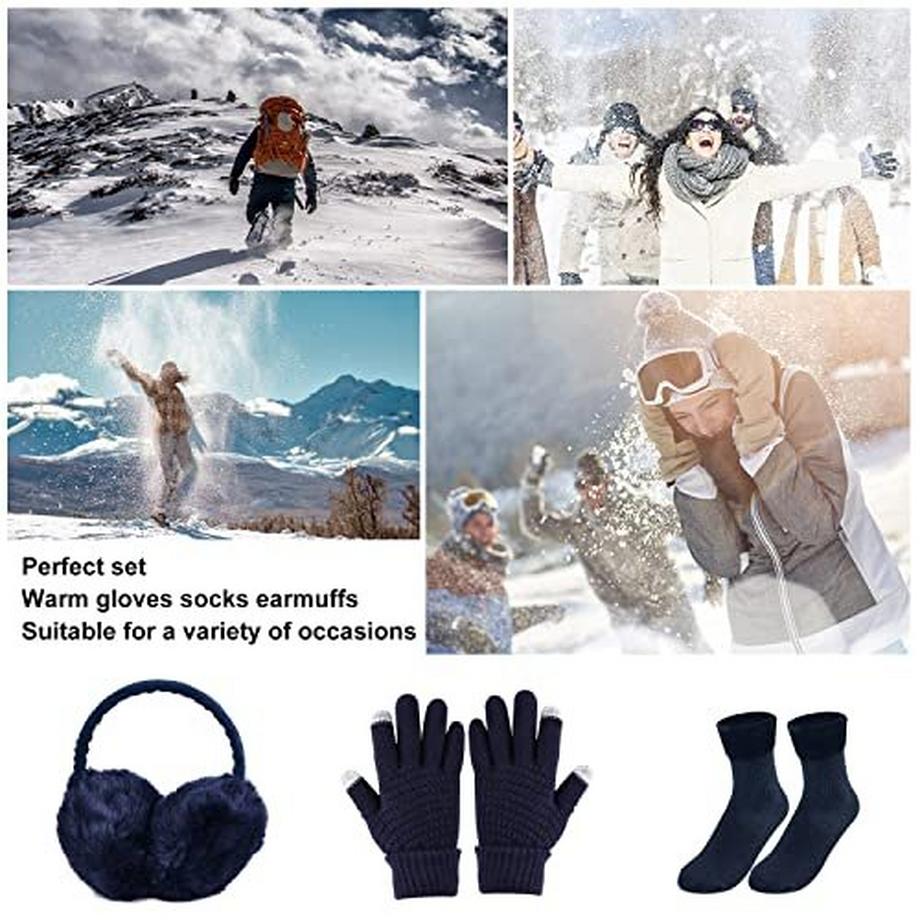 Only-bags.store Ensemble Tricoté 5-en-1 Bonnet Écharpe Gants  