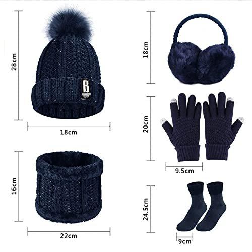 Only-bags.store Set Maglia 5-in-1 Cappello Sciarpa Guanti  