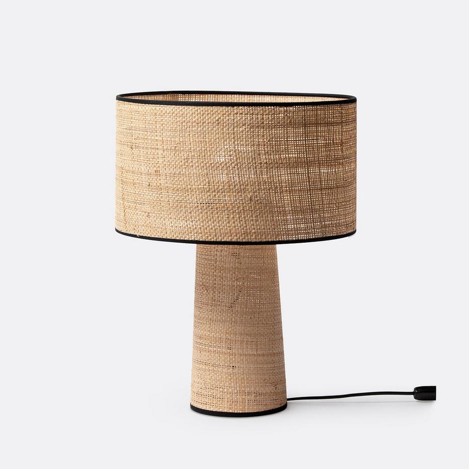 Lampe à poser en raphia