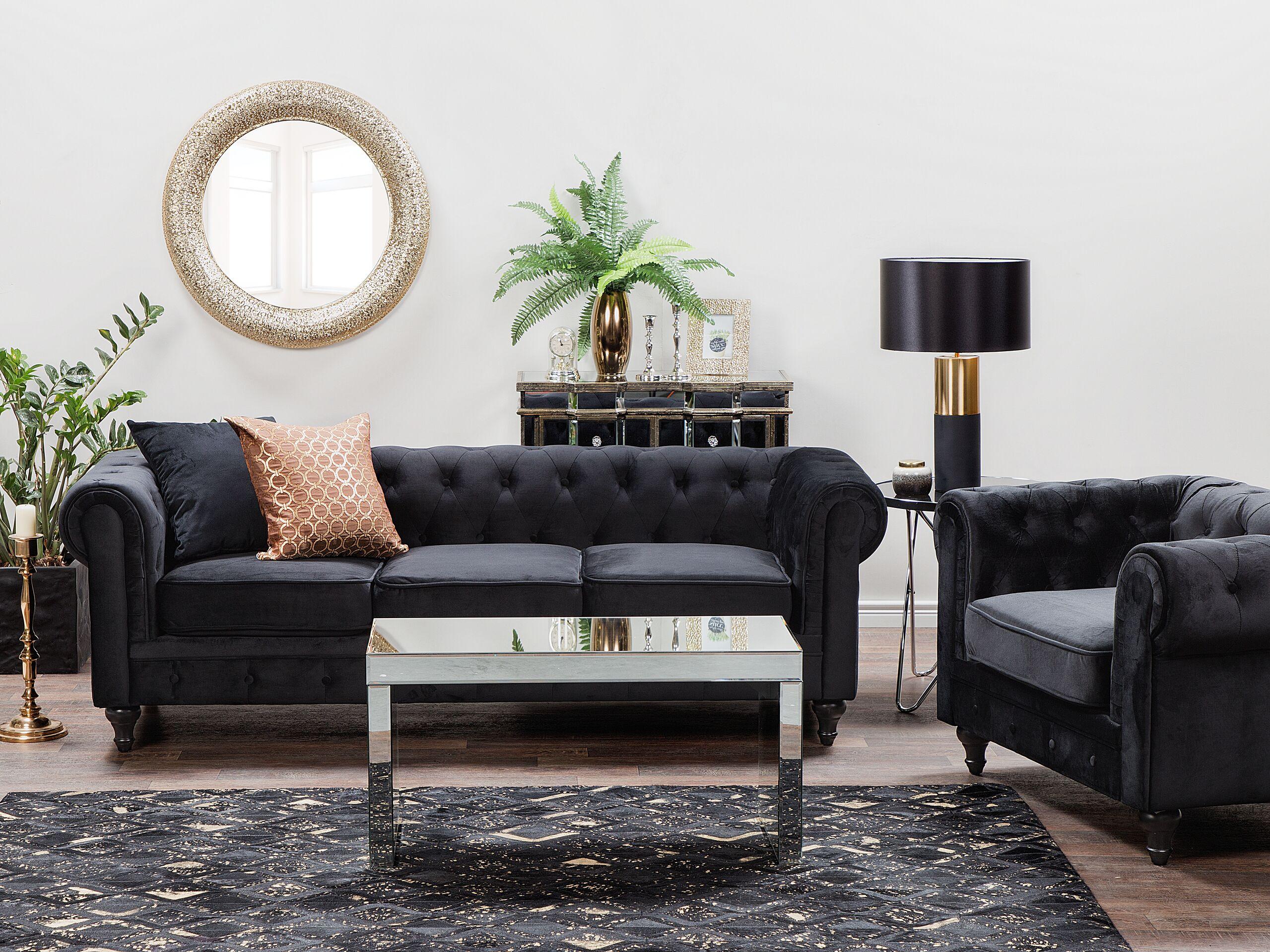 Beliani Wohnzimmer Set aus Samtstoff Glamourös CHESTERFIELD  