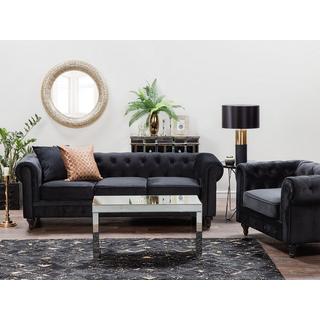 Beliani Wohnzimmer Set aus Samtstoff Glamourös CHESTERFIELD  