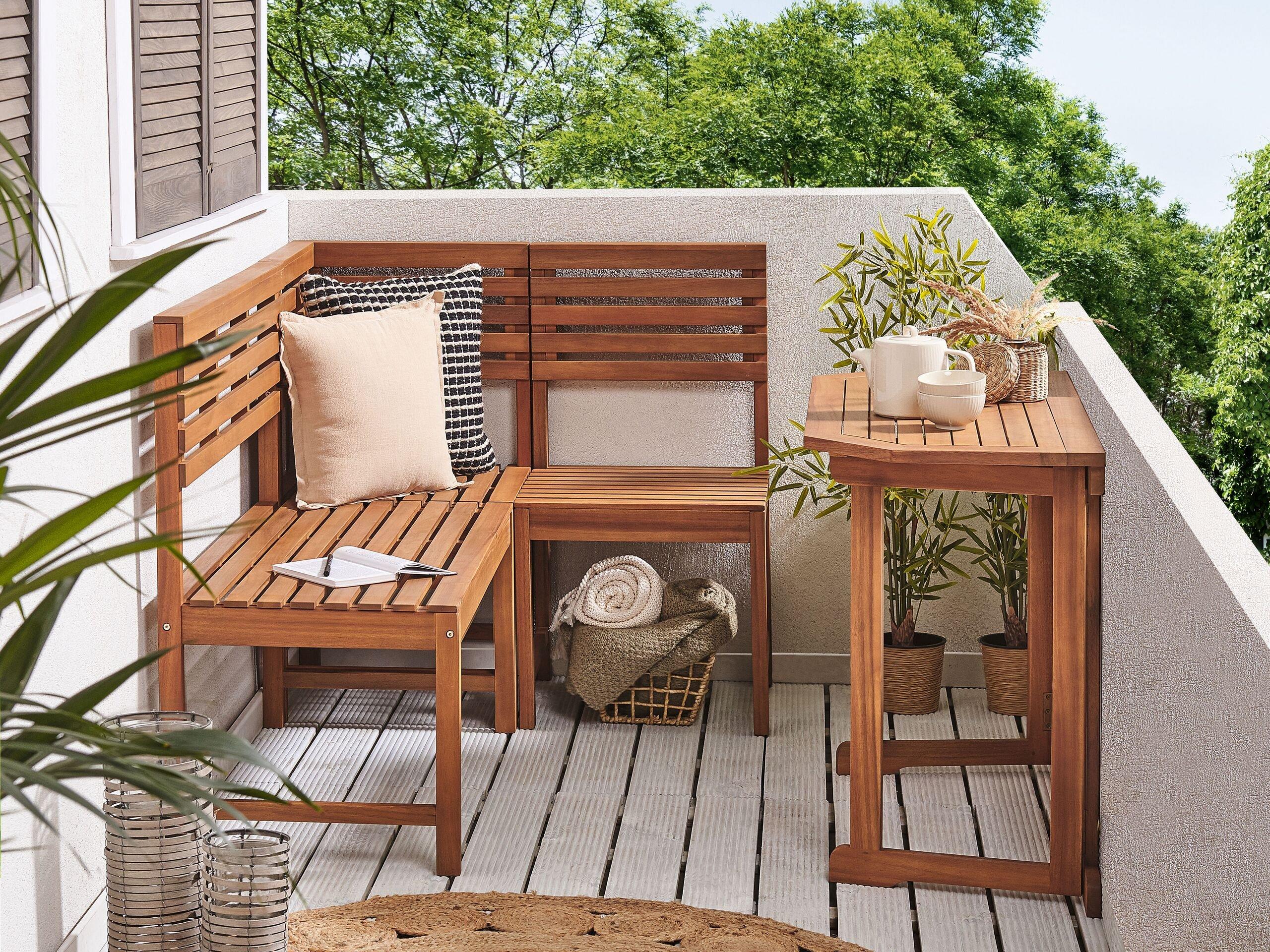 Beliani Table de balcon en Acacia Scandinave TREIA  