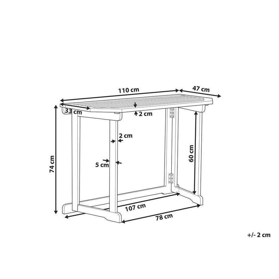 Beliani Table de balcon en Acacia Scandinave TREIA  