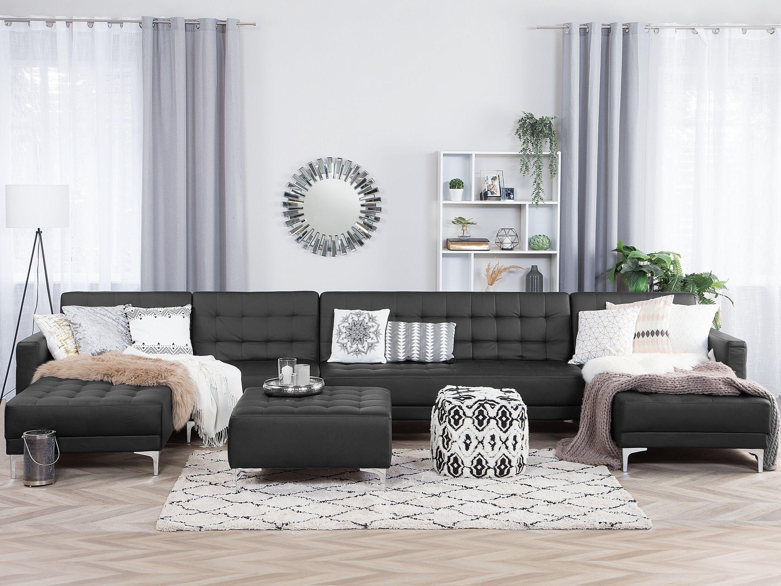 Beliani Grand canapé avec pouf ottoman en Cuir PU Moderne ABERDEEN  