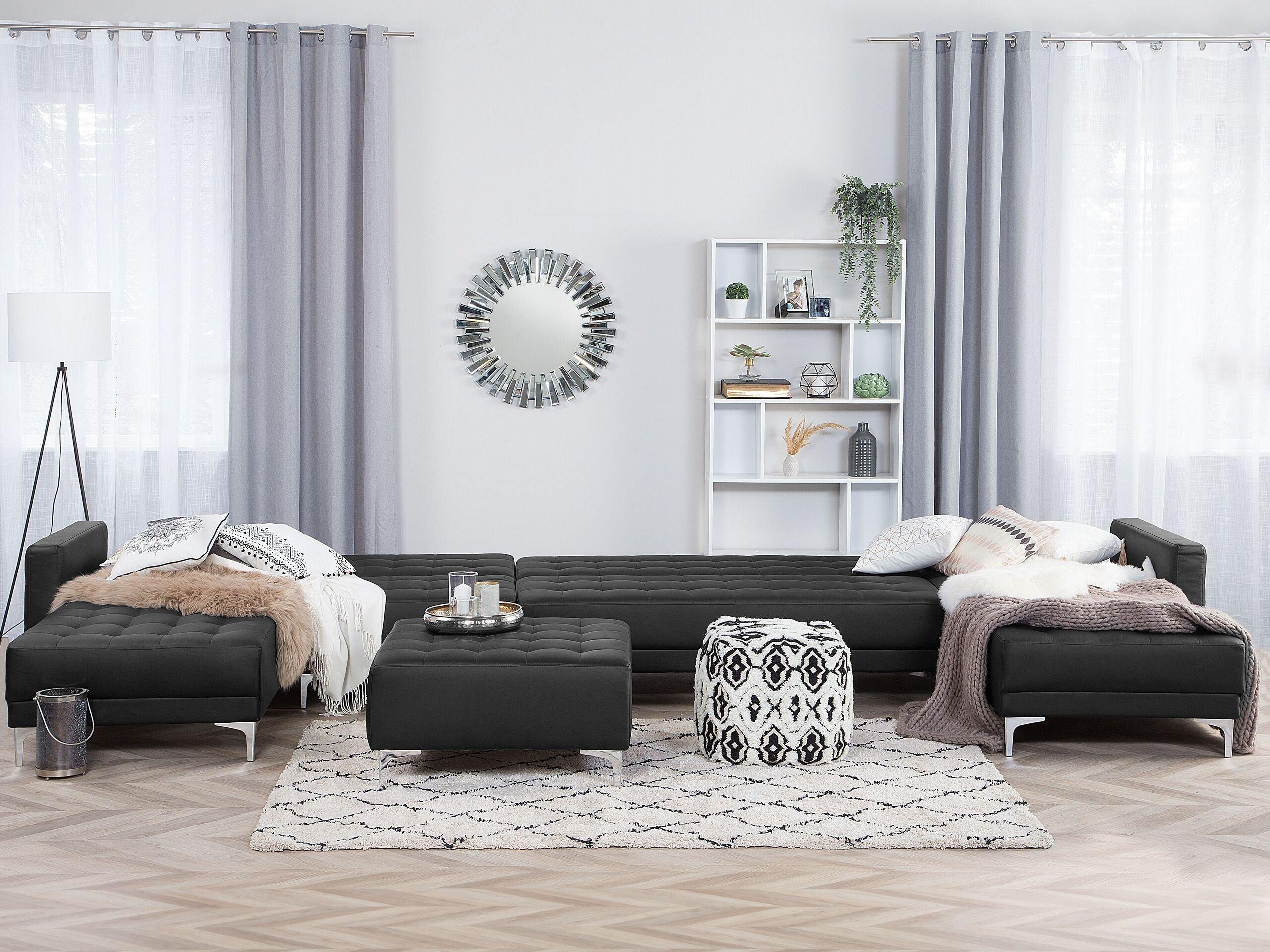 Beliani Grand canapé avec pouf ottoman en Cuir PU Moderne ABERDEEN  