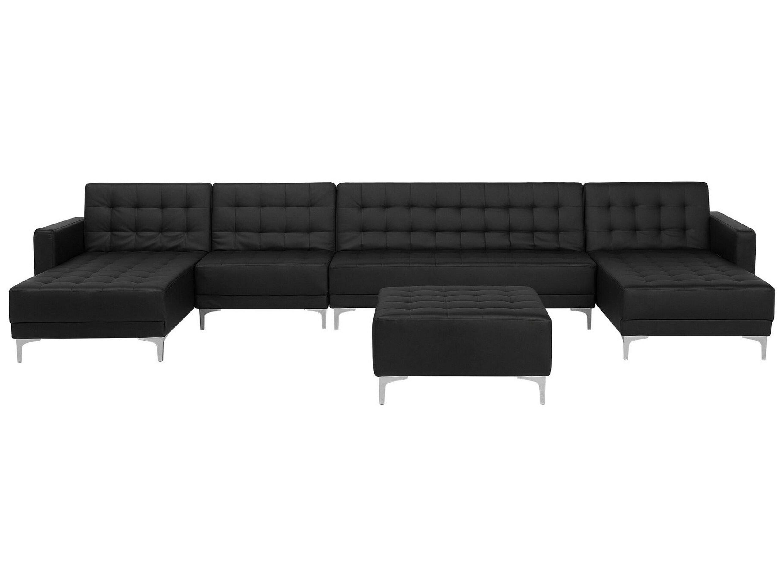 Beliani Grand canapé avec pouf ottoman en Cuir PU Moderne ABERDEEN  