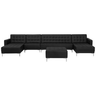 Beliani Grand canapé avec pouf ottoman en Cuir PU Moderne ABERDEEN  