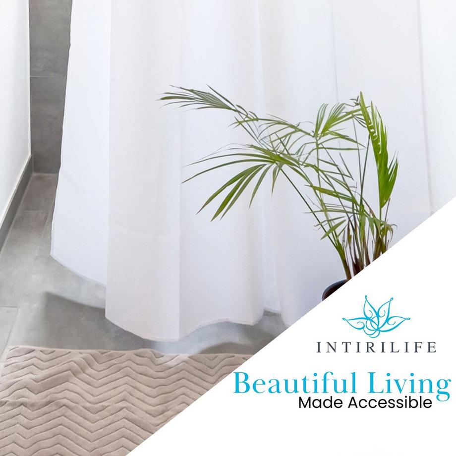 Intirilife Intirilife Pratica tenda da doccia in poliestere Bianco - 180 x 200 cm - Mantenere il bagno al sicuro dagli schizzi durante la doccia  
