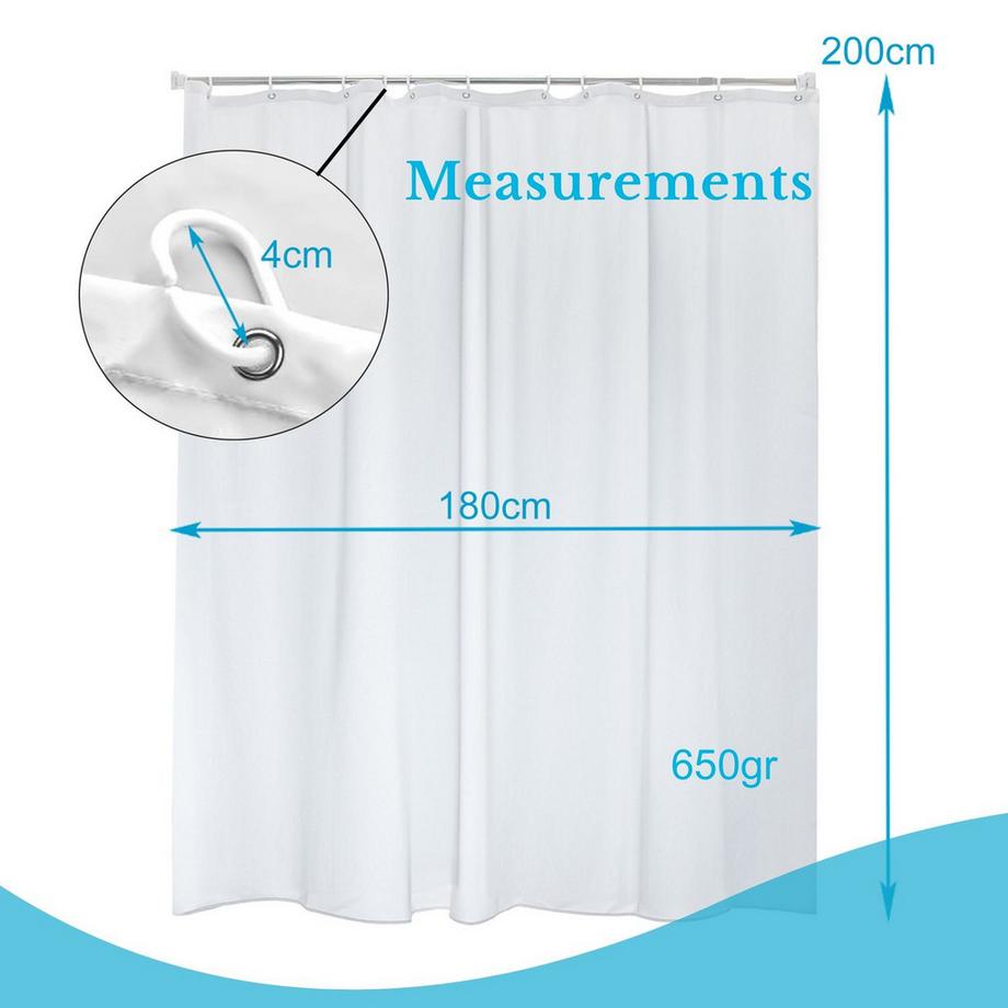 Intirilife Intirilife Pratica tenda da doccia in poliestere Bianco - 180 x 200 cm - Mantenere il bagno al sicuro dagli schizzi durante la doccia  