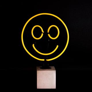 Locomocean Glas Neon Tischlampe mit Betonsockel - Smiley  