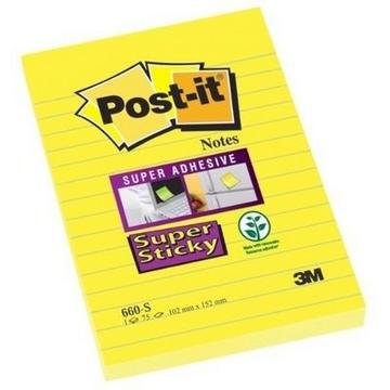 POST-IT Block Super Sticky 102x152mm 660-S gelb/75 Blatt, liniert