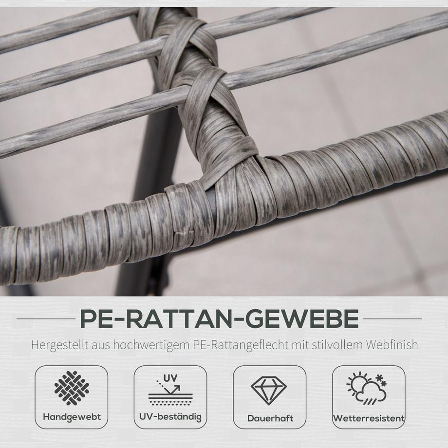 Northio Rattan Relaxsessel mit Fußhocker Gartensessel Outdoor Rattanstuhl mit Kissen, Stahl & Polyester, Grau 69x76x70 cm für Garten & Terrasse |  