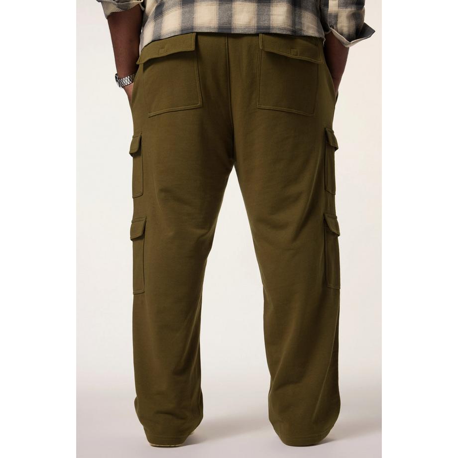 Sthuge Sweat-Cargohose Baggy Fit Elastikbund Cargotaschen  