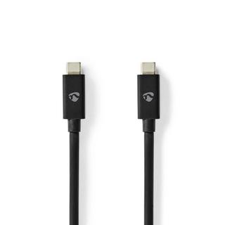 Nedis  Câble USB | USB 4.0 Gen 2x2 | USB-C™ mâle | USB-C™ mâle | 240 W | 8K@60Hz | 20 Gbps | Nickelé | 2,00 m | Rond | PVC | Noir | Emballé 