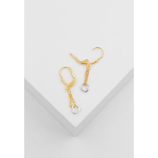 MUAU Schmuck  Clous d'oreilles bicolores or jaune/blanc 750, 27x5mm 